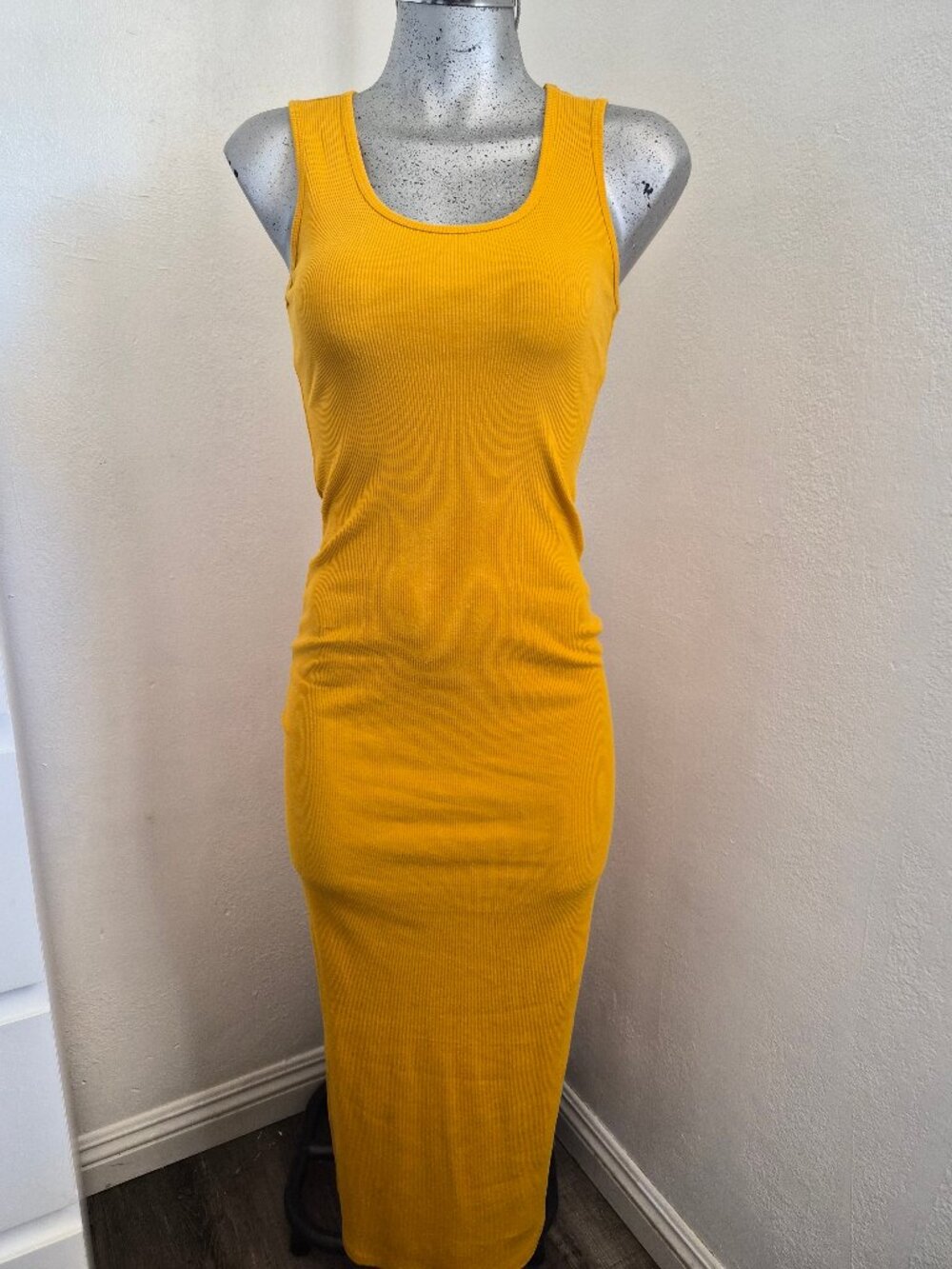 Fashion Nova Ribbed Maxi Dress mustard
